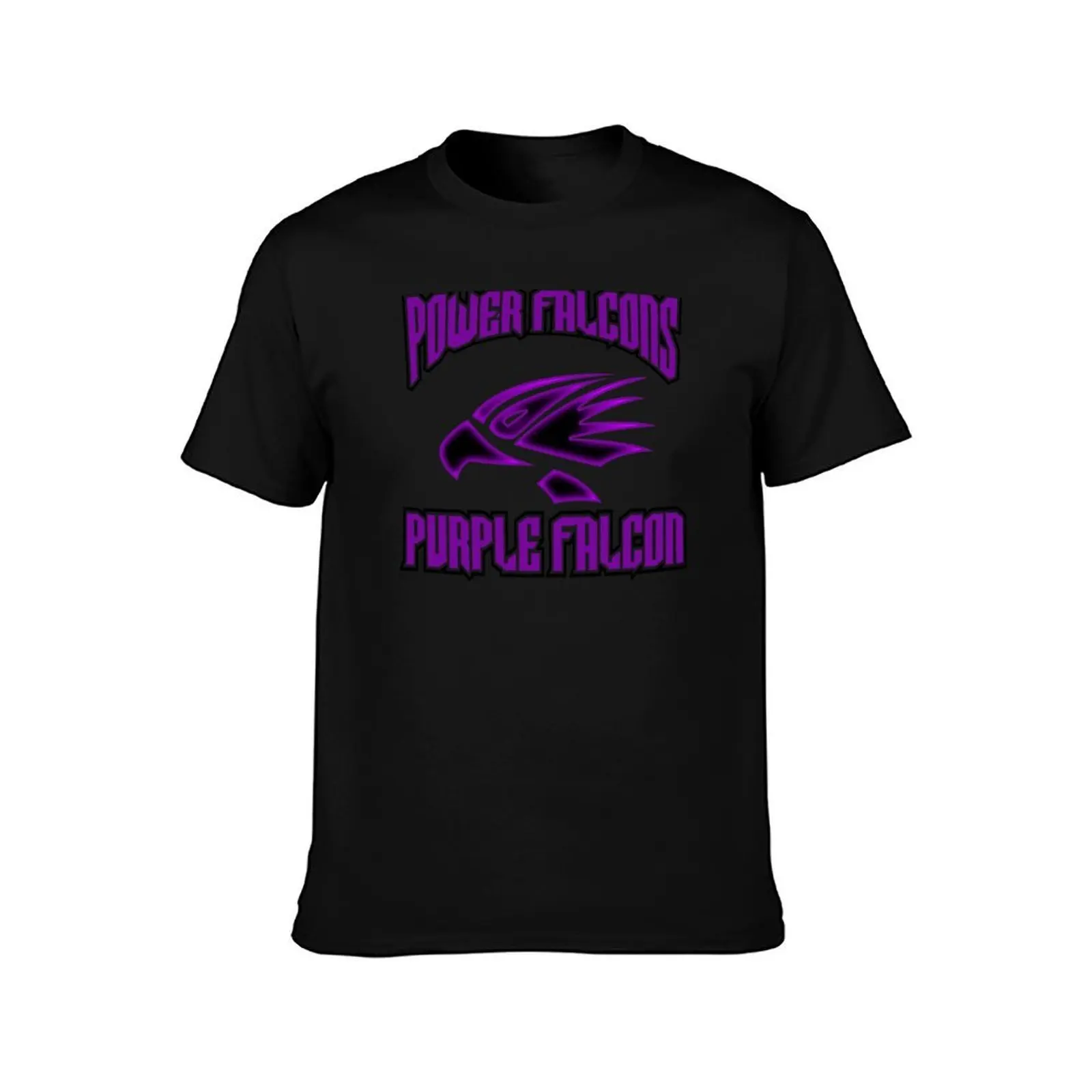 power falcons purple T-Shirt, Summer Casual Cotton Tee, Oversized Streetwear Tops, Vintage Graphic Print, Loose Fit Short Sleeve