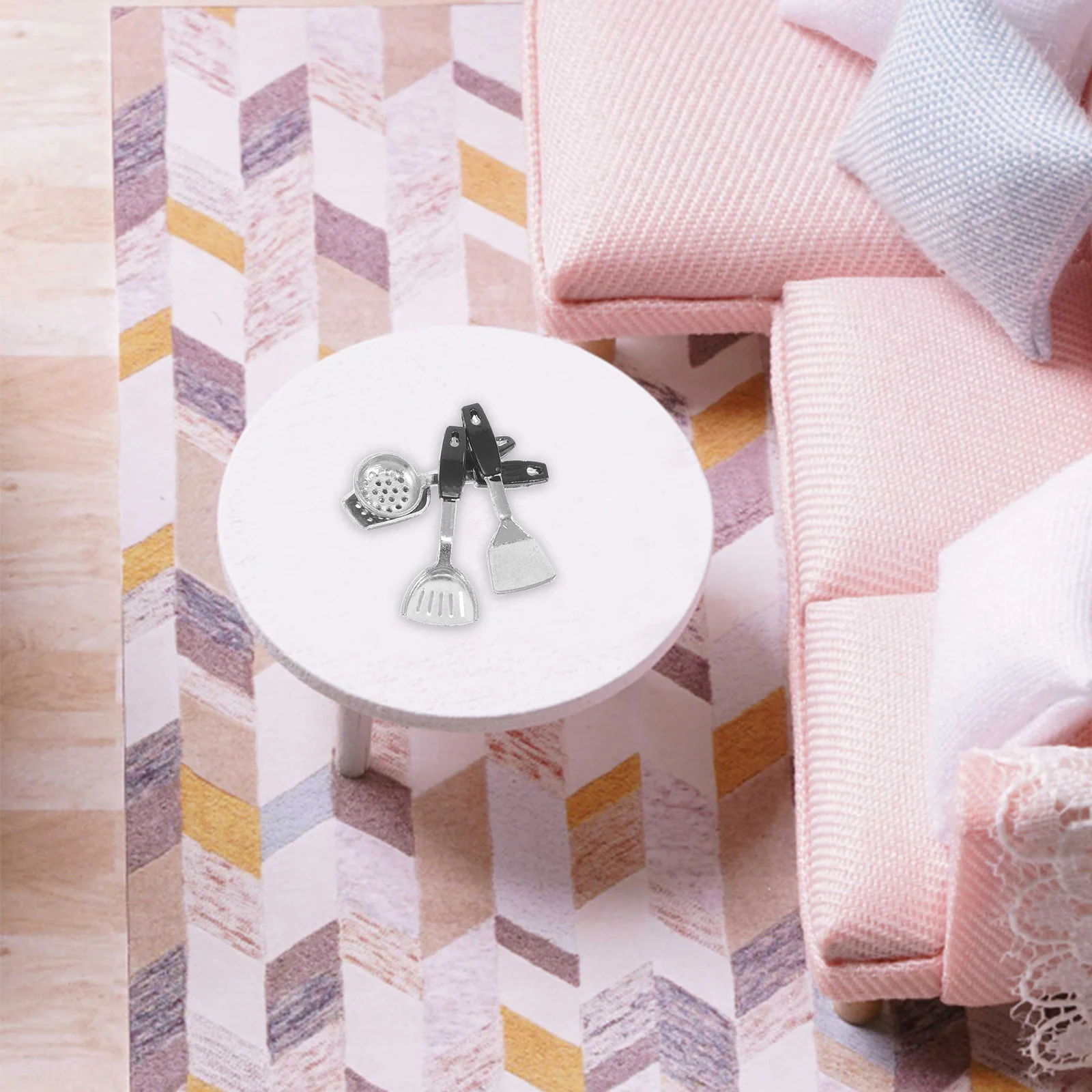 

1Set Miniature Kitchen Spatula Mini Dollhouse Cooking Utensils Pretend Play Dollhouse Accessories Miniature Kitchenware