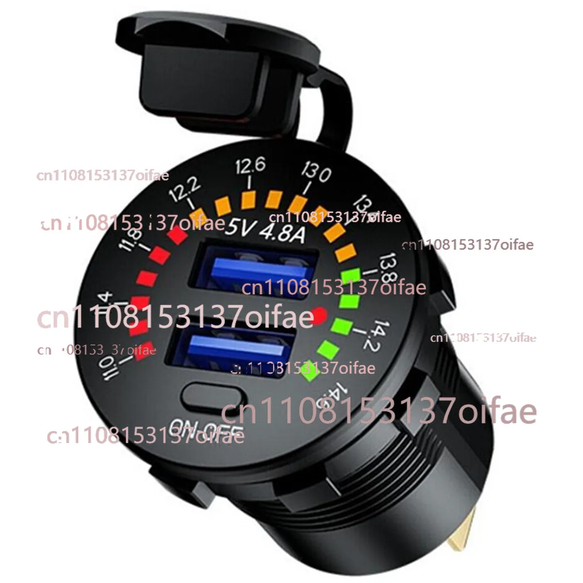 12 فولت مزدوج 4.8A USB شاحن سيارة 2 منفذ محول LED الفولتميتر المقبس شحن سريع