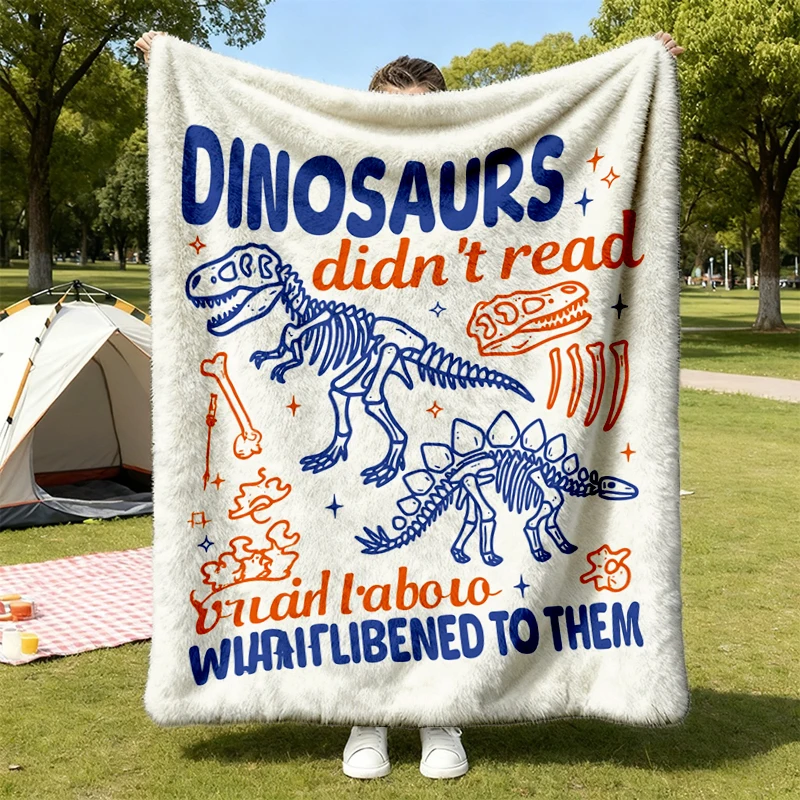 Funny Teacher Flannel Blanket, , Dinosaurs Didn't Read, Reading Flannel Throw, Book Lover, Language Arts