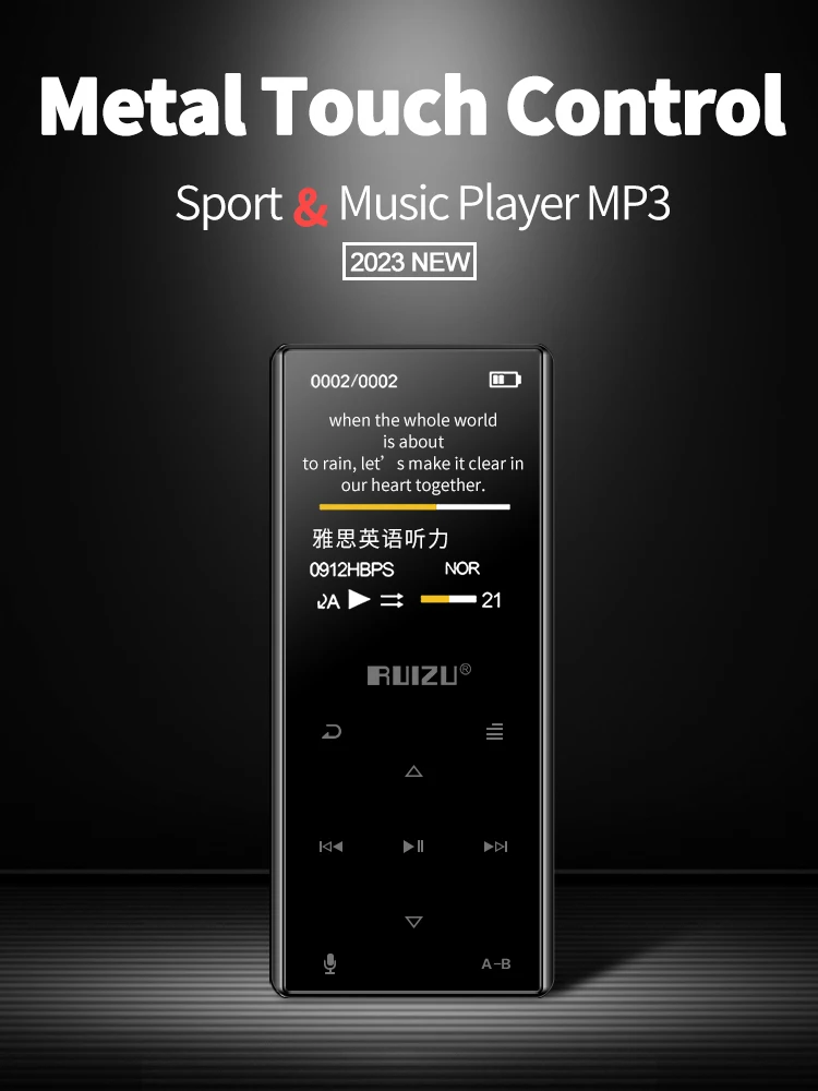 RUIZU D29 Bluetooth MP3 Player Portable Audio 8GB/16GB Music Player Built-in Speaker Support FM,Recording,E-Book,Clock,Pedometer