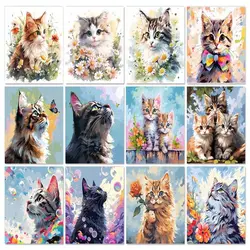 GATYZTORY DIY Paint By Number Animals Kits Painting By Numbers Cat Hand Painted Picture Art Drawing On Canvas Gift Home Decor