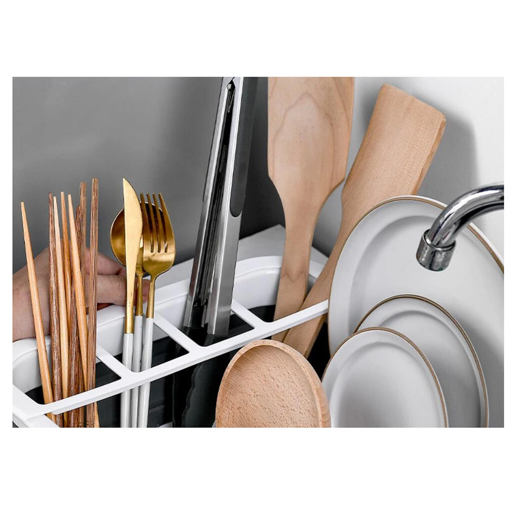 Foldable Dish Drainer Kitchen Drainer Collapsible Tray Dish Drainer Household Storage Rack Shelf Shelves Telescopic Bowl Rack
