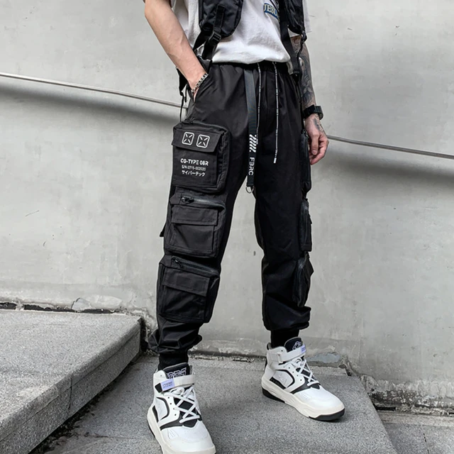 Men Bondage Pants men s Techwear Cargo Pants Hip Hop Streetwear With Multi pockets