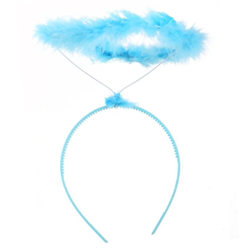 ZB91 Kids Feather Angel Headbands Feather Halo Hair Hoop Halloween Christmas Hairband Cosplay for Creative Party Costume