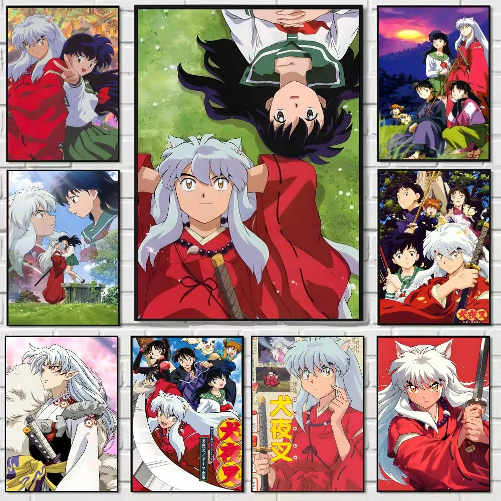 Anime I-Inuyasha Poster Self-adhesive Art Waterproof Paper Sticker Coffee House Bar Dorm Room Wall Decor
