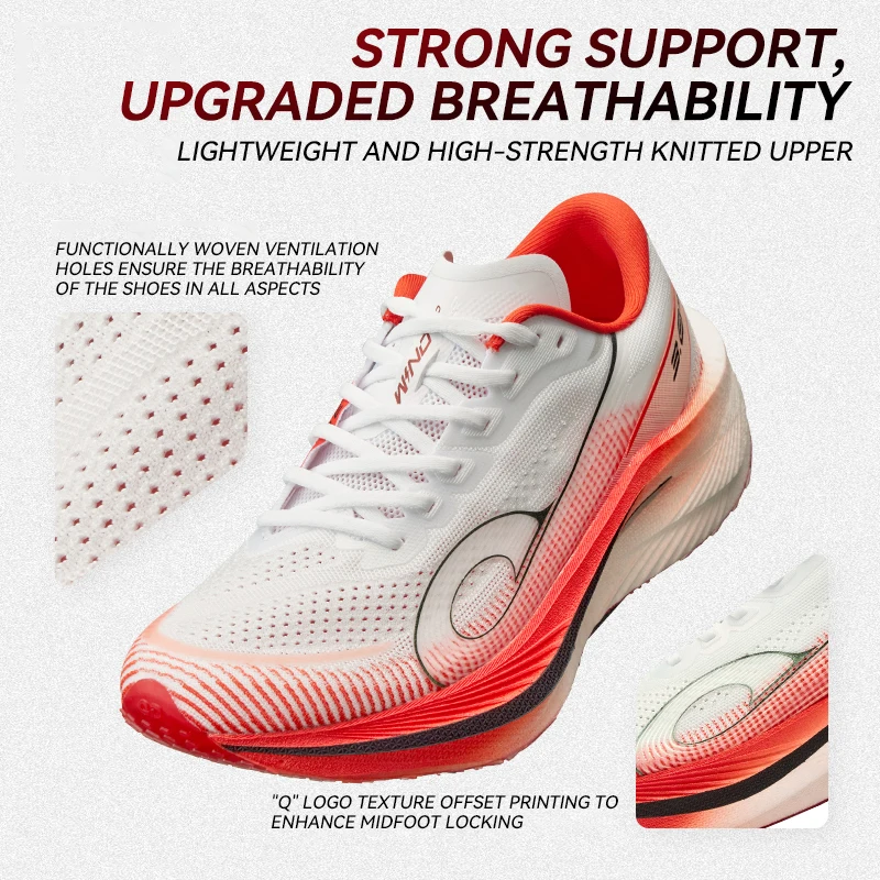 QIAODAN Strong Wind 3PRO Marathon Carbon Plate Racing Running Training Shoes New Sneakers for Men Shock Absorption QDB023252298T