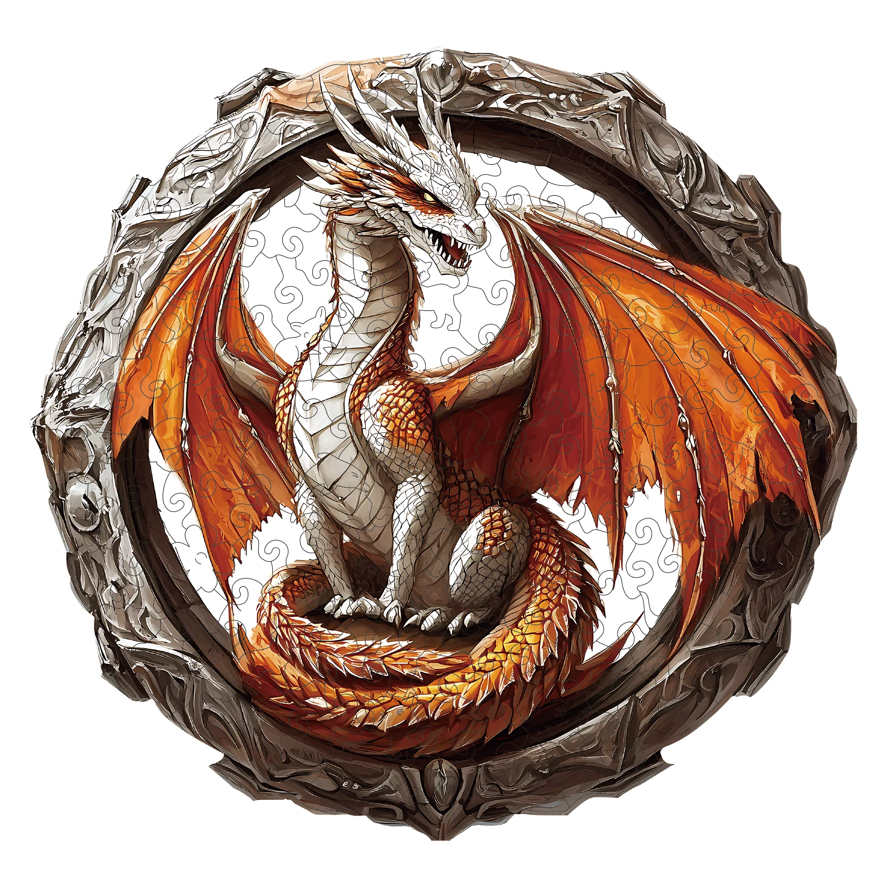 Wooden Puzzle for Adults,Dragon Wood Puzzles, Irregular Animal Shaped Unique Wooden Jigsaw Puzzle,   Modern Art Home Decor