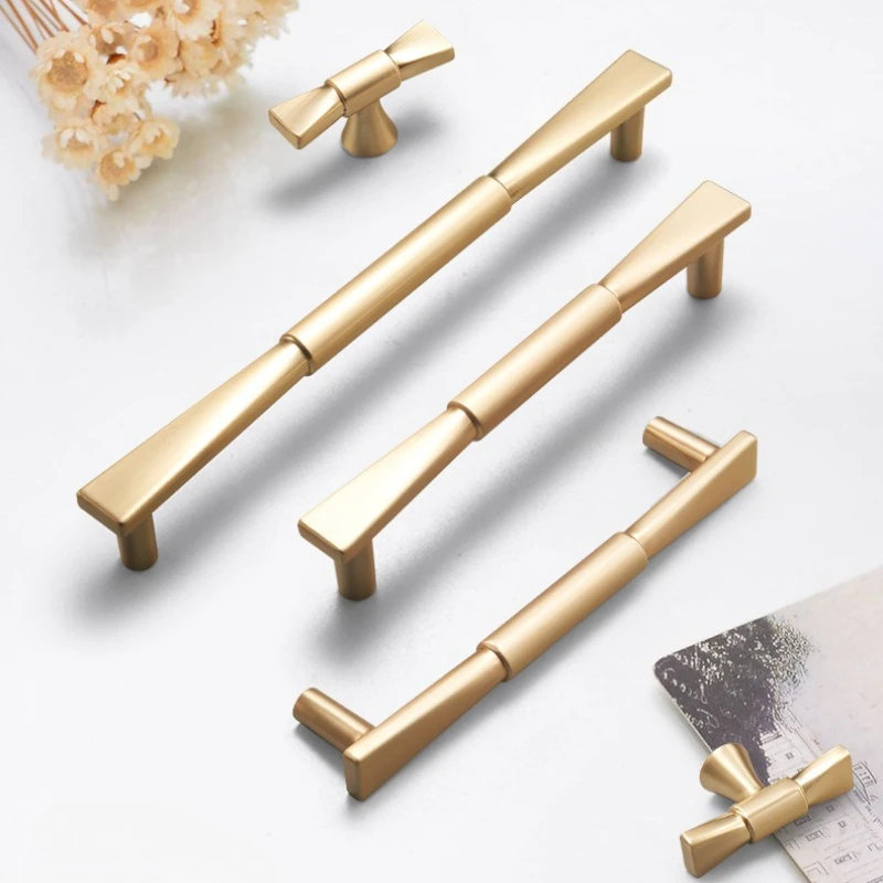 New Bow Shaped Wardrobe Door Handle Creative Cabinet Door Handle Light Luxury Gold European T Shaped Drawer Handle