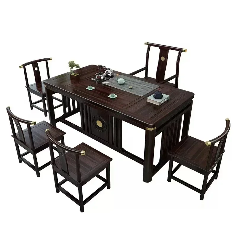 

Solid wood tea table, multi functional living room, new Chinese ebony tea table and chairs