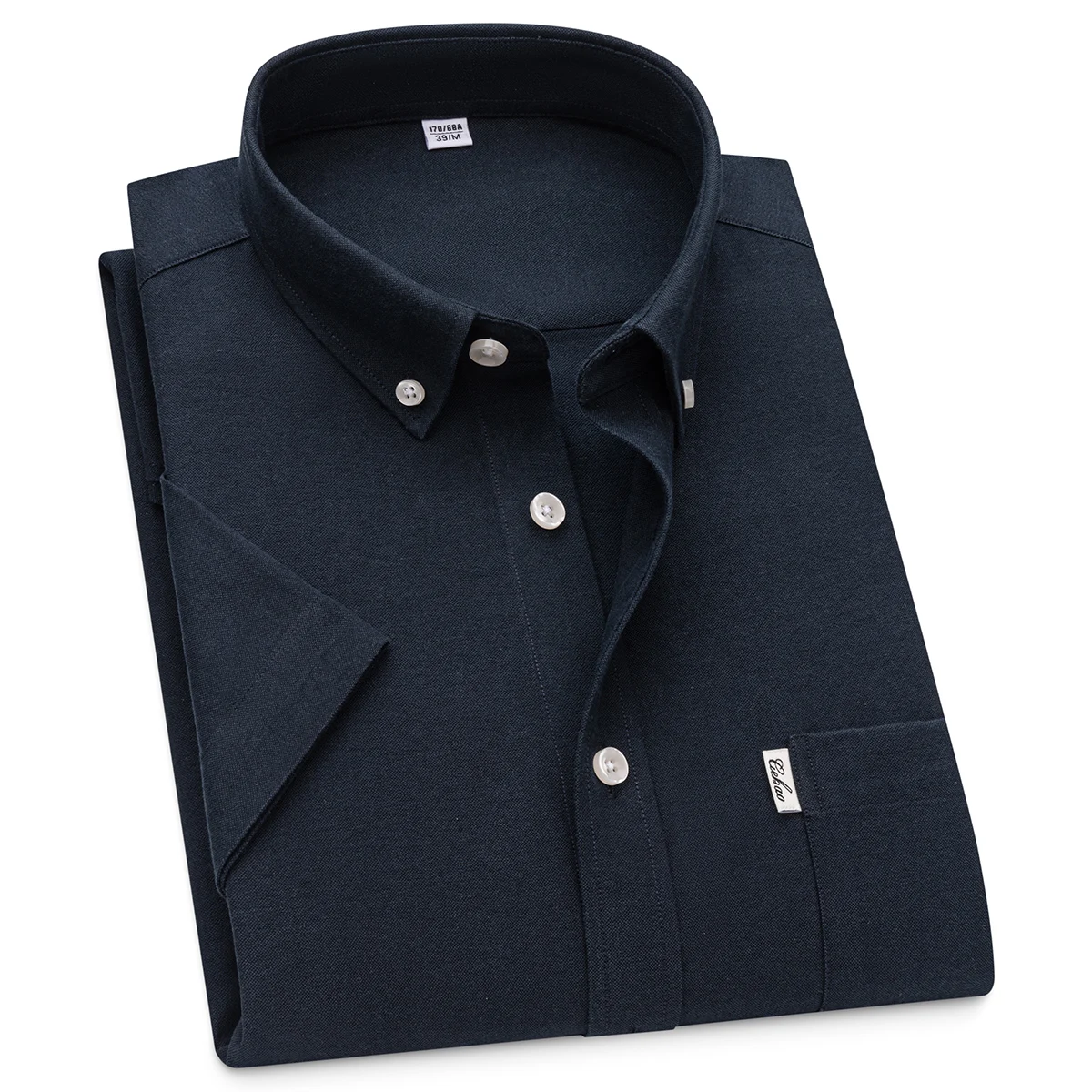 Nowa letnia koszula z krótkim rękawem męska jednolity kolor Oxford Spinning w stylu Casual, z haftami moda obcisła koszulka krótki mężczyźni Drop Shipping — zdjęcie 4
