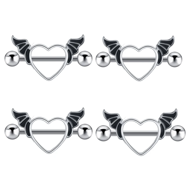 

new style nipple barbell piercing jewelry for women Wholesales Body Piercing 14G Nipple Rings 316L Surgical Steel Heart CZ cheap