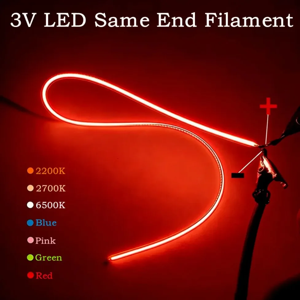 3V Ultra‑Slim Same‑End LED Filament Spiral Shaped Flexible Retro Edison Bulb Diode Replacement Lamp Parts For DIY Holiday Decor