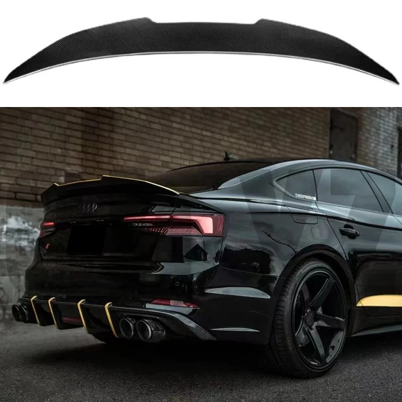 Car Spoiler For Audi A5 S5 RS5 B9 2-4Door Coupe Sportback PSM Style Forged Real Carbon Fiber Trunk Wing 2017 18 19 20 21 22 2023