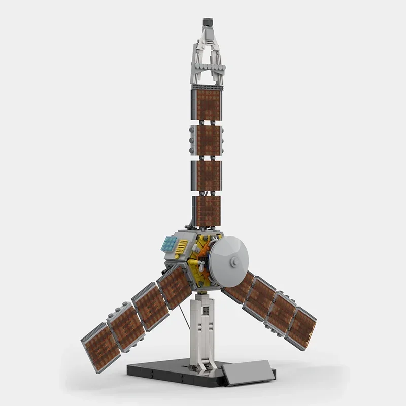 BuildMoc-Detector cósmico de Júpiter, Orbiter Polar, bloques de construcción, Juno, sonda espacial, vehículo de exploración, ladrillos, juguetes para niños, regalos