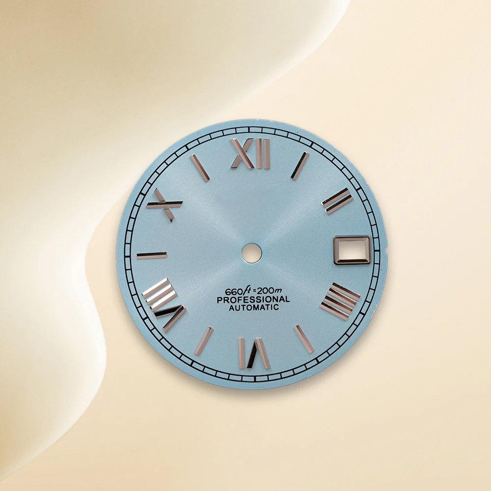 28.5mm logotipo s roma mergulhador 200m nh35 dial para nh35/nh36/4r/7s movimento de alta qualidade sunray dial relógio modificação acessórios