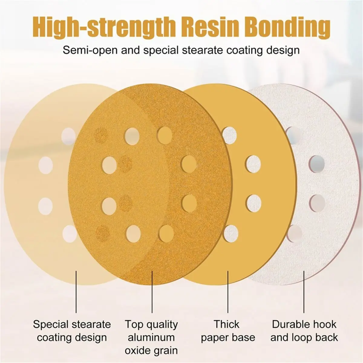 DT35BG 50-Piece Sanding Discs Set for Random Orbital Sander, Assorted Grits for Wood & Metal 60