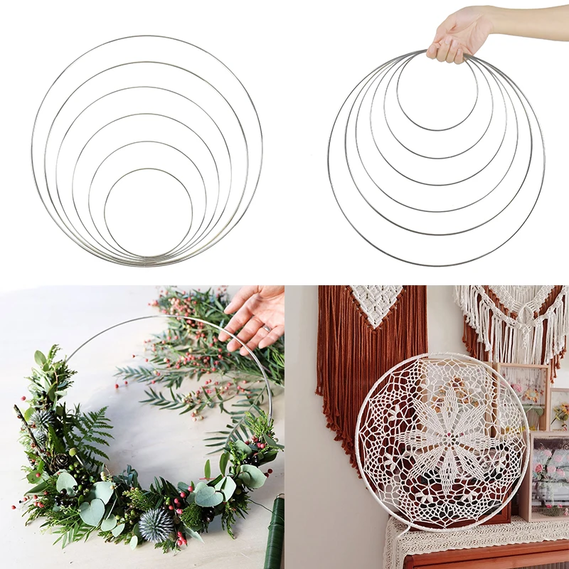 10-40CM Metal Floral Hoop Rings DIY Macrame Hanging Craft Iron Circle Round Catcher DIY Hoop Flower Wreath Garland Wedding Decor