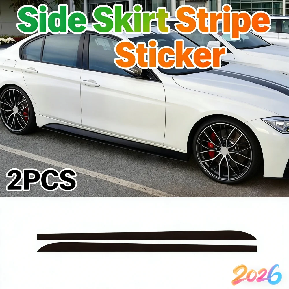 

2pcs Car Stickers for BMW 1 3 4 5 6 Series F30 F35 F31 Black/Carbon Fiber Black Side Skirt Sill Stripe Body Decals