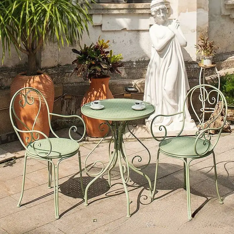 

Patio Furniture Set Iron Outdoor Garden Balcony Leisure Coffee Shop Milk Tea Shop Chair Patio Table Furniture