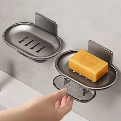 Aluminum Alloy Soap Holder Bathroom Soap Dish With Drain Water Wall Mounted Soap Box with Water Pan for Bathroom Accessories