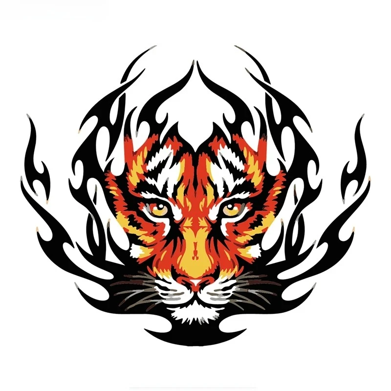 

Car Stickers Cool Tiger Flame Decal PVC Motorcycle Car Waterproof Sticker Diy Suitcase Laptop Bicycle Helmet