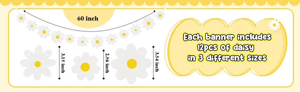 1/5 Stück Groovy Boho Party Hängebanner Hippie Boho Geburtstagsdekoration Gänseblümchen Partydekoration für Mädchen Geburtstagszubehör – Detail 2