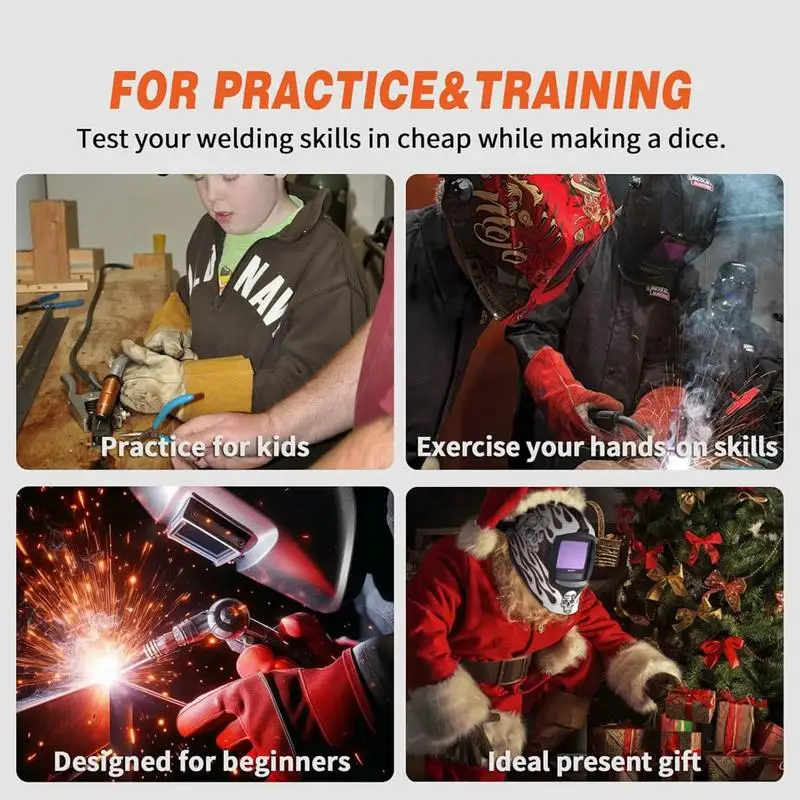 Kit kupon Las dadu peralatan DIY dan kepingan, Kit latihan las DIY, Pelat latihan las baja untuk