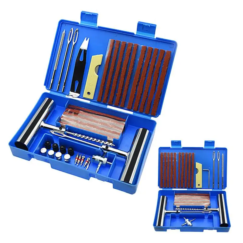 Portable Tire Repair Plug Kit Effective And Heavy Duty Patch Kit Tubeless T-Handle Rope Plug Flat Tire Puncture Repair Kit