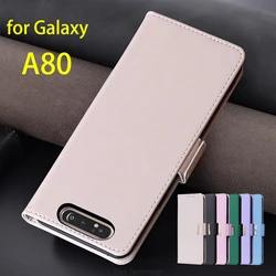 Magnetic buckle Leather Case for Samsung Galaxy A80 Wallet RFID BLOCKING Flip Cover female Simple Capa Fundas Coque