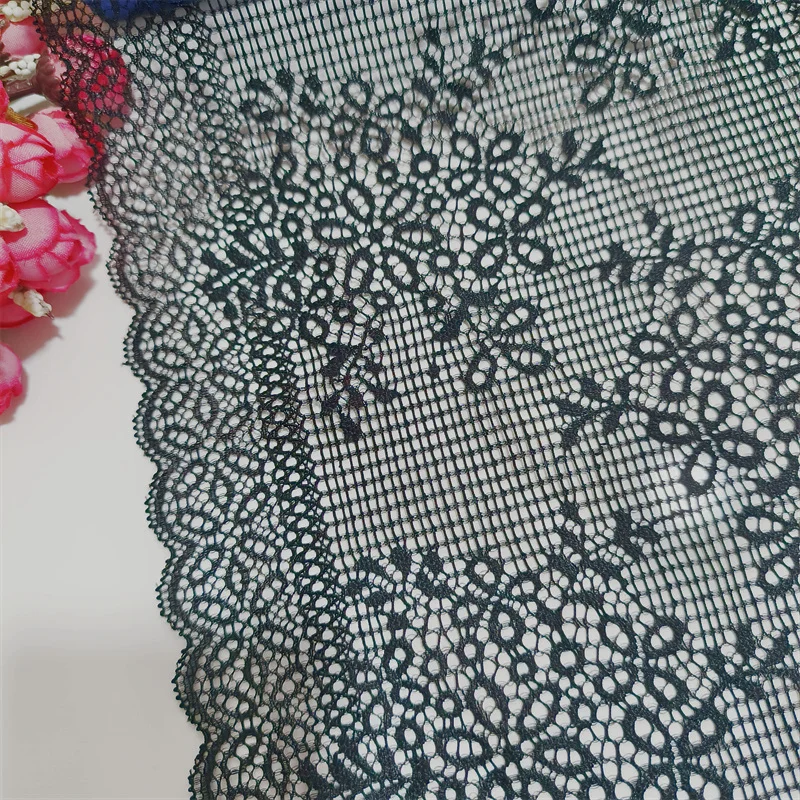 2023  22CM Width Black Soft Stretch Spandex Colorful Wide Lace DIY For Clothing Underwear Accessories Wedding Decoration