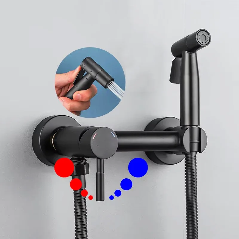 

KKTNSG Смеситель для душа и биде Смеситель для горячей и холодной воды Спрей для унитаза Набор для душа для биде 304 Набор распылителей для биде из нержавеющей стали