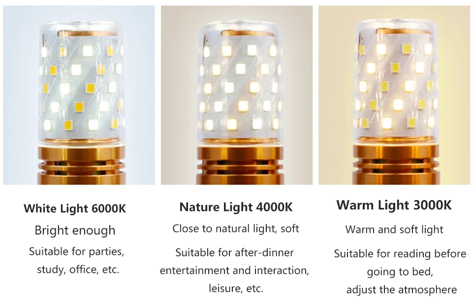 OuXean LED Corn Bulb 3000K 4000K 6000K E14 E27 12W 16W for Table Lamp Chandelier Pendant Hanging Lights Floor Lamp