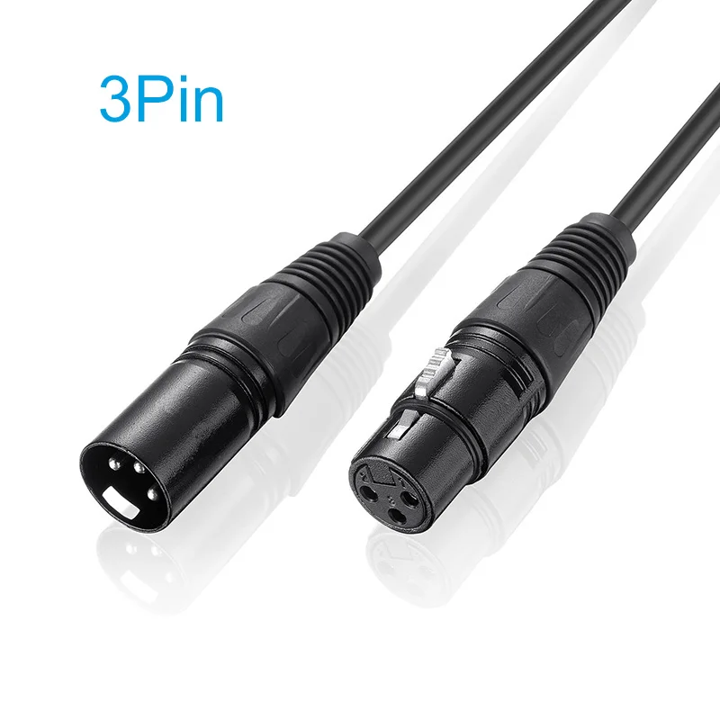 3Pin 5Pin DMX XLR Male to Female Cable Microphone Plug jack Wire Guitar Extension Cable for audio Mixer Amplifiers 0.3m-15m