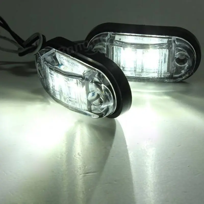 ไฟ LED เครื่องหมายด้านข้าง10V-30V 1คู่ไฟท้ายพลาสติกโคมไฟรถพ่วงรถบรรทุกรถบรรทุก0.5W สีขาวอุปกรณ์เสริมรถยนต์