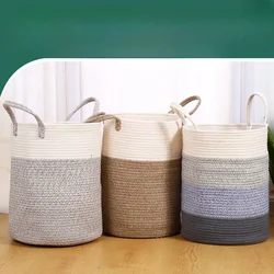 New Home Products Cotton Rope Woven Dirty Cloth Basket Living Room Bedroom Handmade Fabric Storage Basket Toy Storage Bag