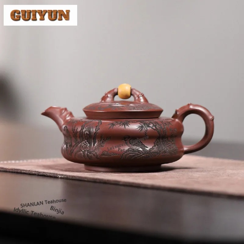 

280 мл Бутик Исин Фиолетовые Глиняные Чайники Горшок ручной Работы Сырой Руд Фиолетовый Грязевой Чайник С Ситечком Чайный Набор Цзыша Коллекция Ремесло