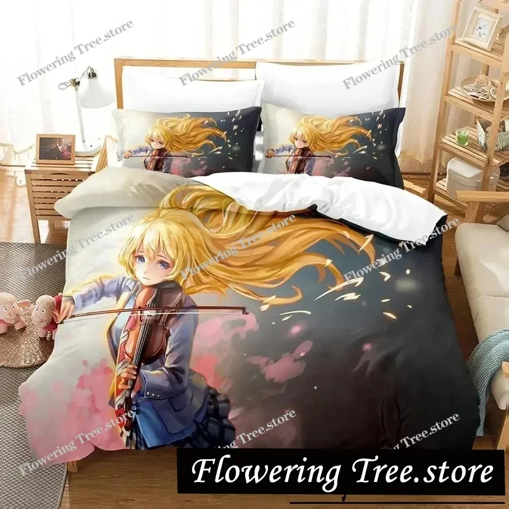 

Anime Your Lie in April Bedding Set Boys Girls Twin Queen Size Duvet Cover Pillowcase Bed Boys Adult Fashion Home Textileextile
