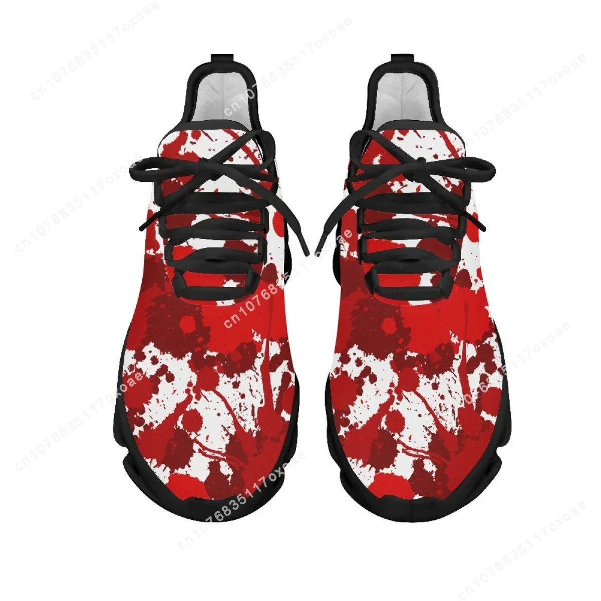 Red Blood Printed Casual Sneakers Outdoor Breathable Lace-up Cushion Mesh Shoes Lightweight Footwear Halloween Gifts