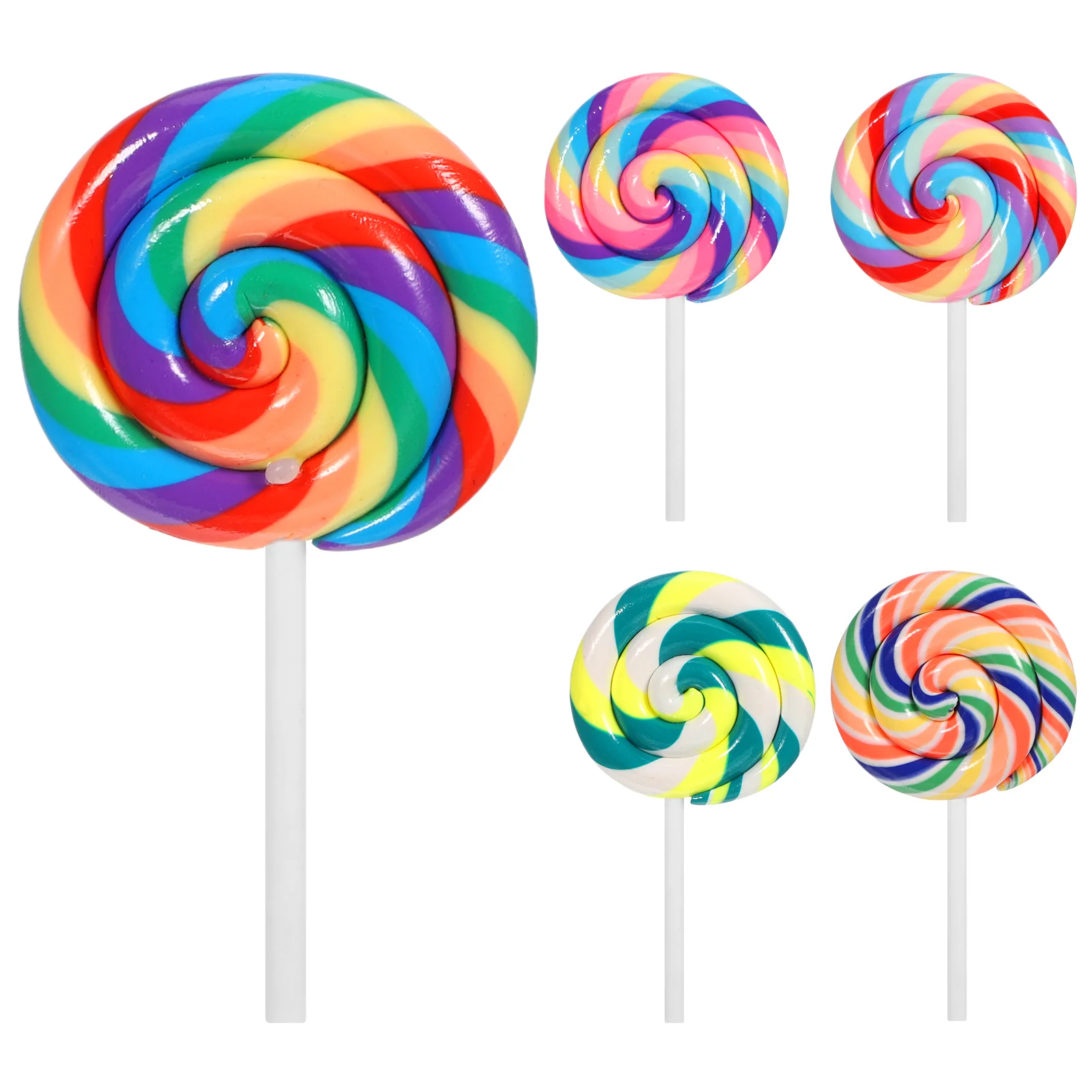 

5PCS Large Simulation Lollipop Clay Diy Mobile Phone Case Stationery Box Children's Headwear Keychain Toy Accessories