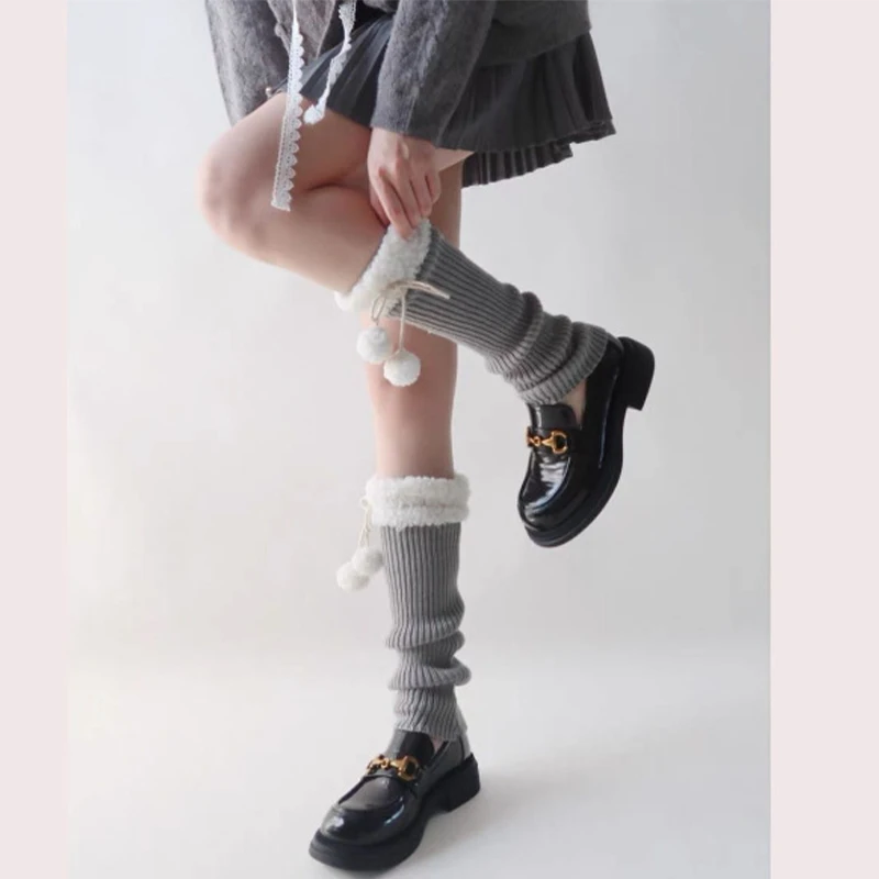 Frauen Neue Herbst Winter Lamm Wolle Warme Wolle Ball Socken Japanischen Nette Bein Abdeckung Warm Halten Beinlinge