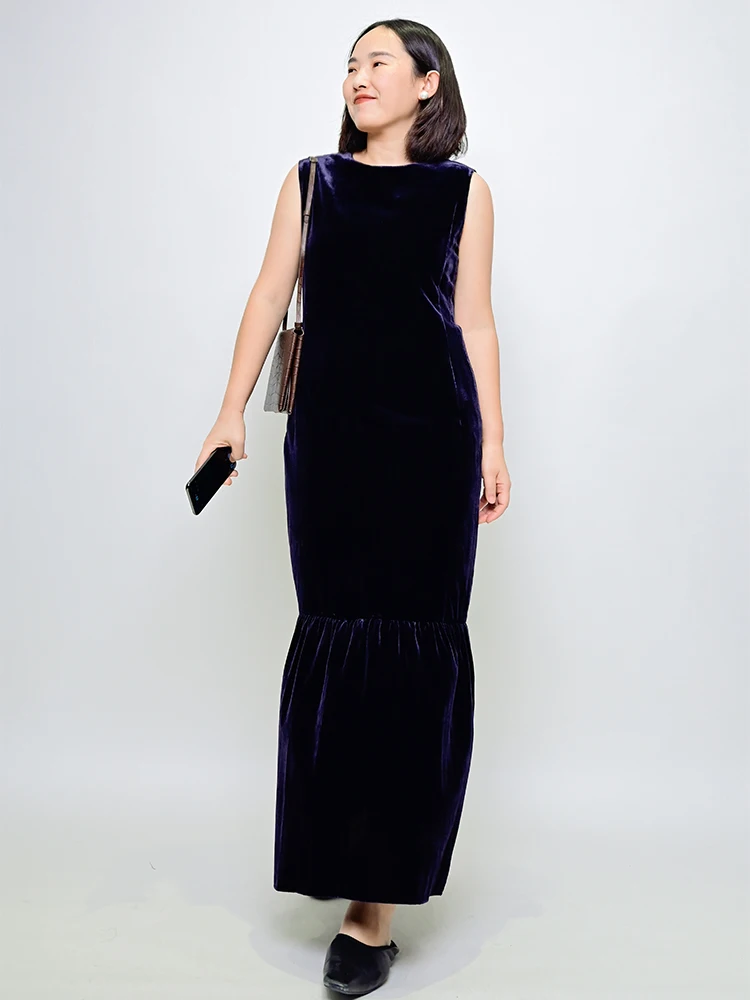 

Ele Long Velvet Wrap Dr Women's Slimming Gown High Waist Vintage Sle Summer Faion plus Size Ladies' Dr