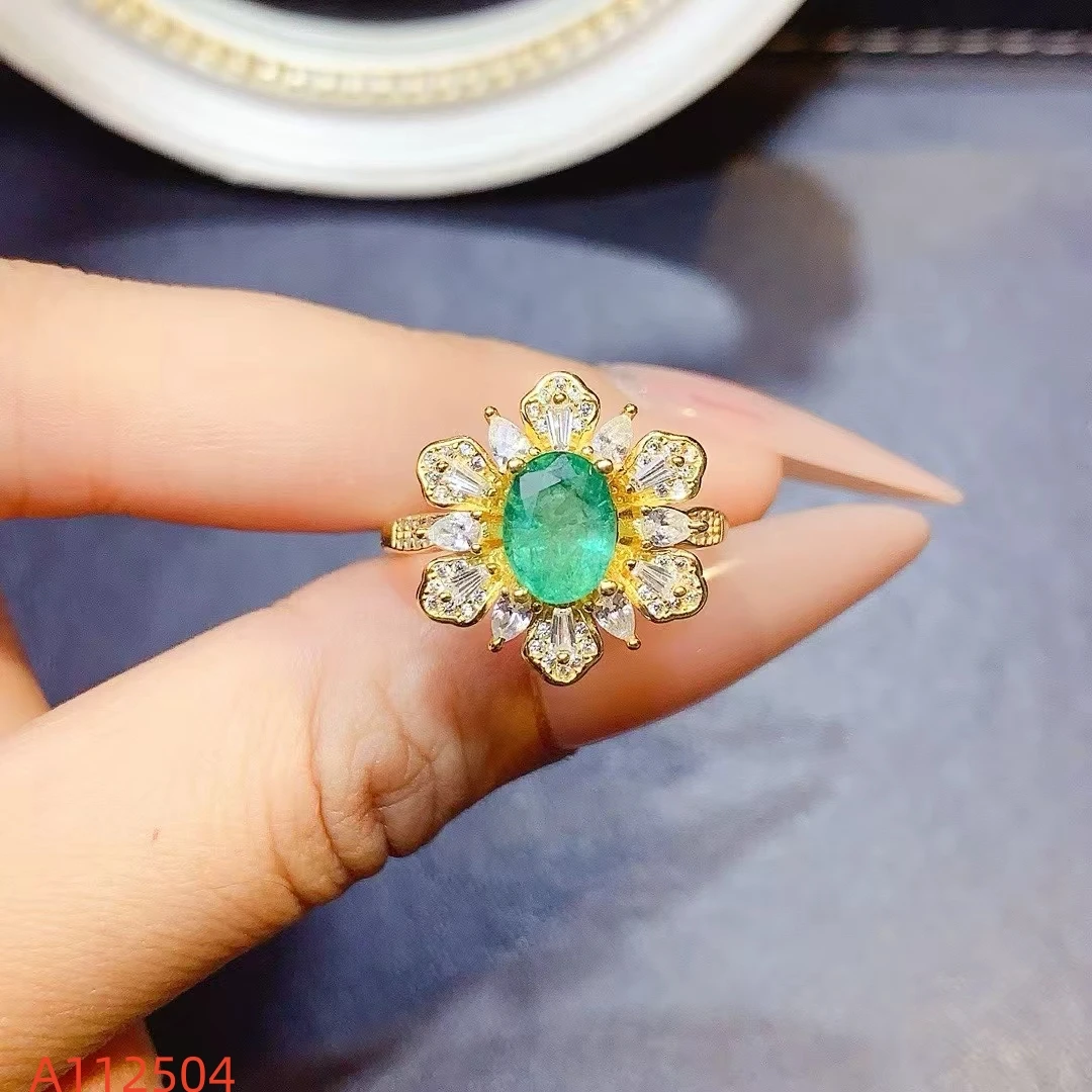 KJJEAXCMY Natural Colombian Emerald Ring S925 silver , electroplated locking color process, high clarity Full of luster
