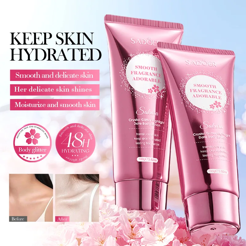 Cherry Blossom Moisturizing Crystal Sparkling High Light Date Body Lotion Moisturizing Body Lotion