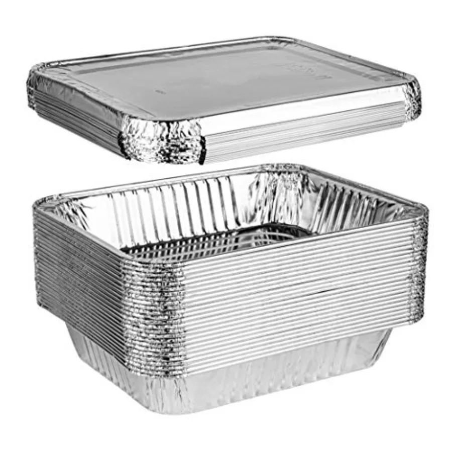 

Disposable 9 x 13 Aluminum Foil Pans With Lids Half Size Deep Steam Table Bakeware - Cookware Perfect for Baking Cakes, Bread,