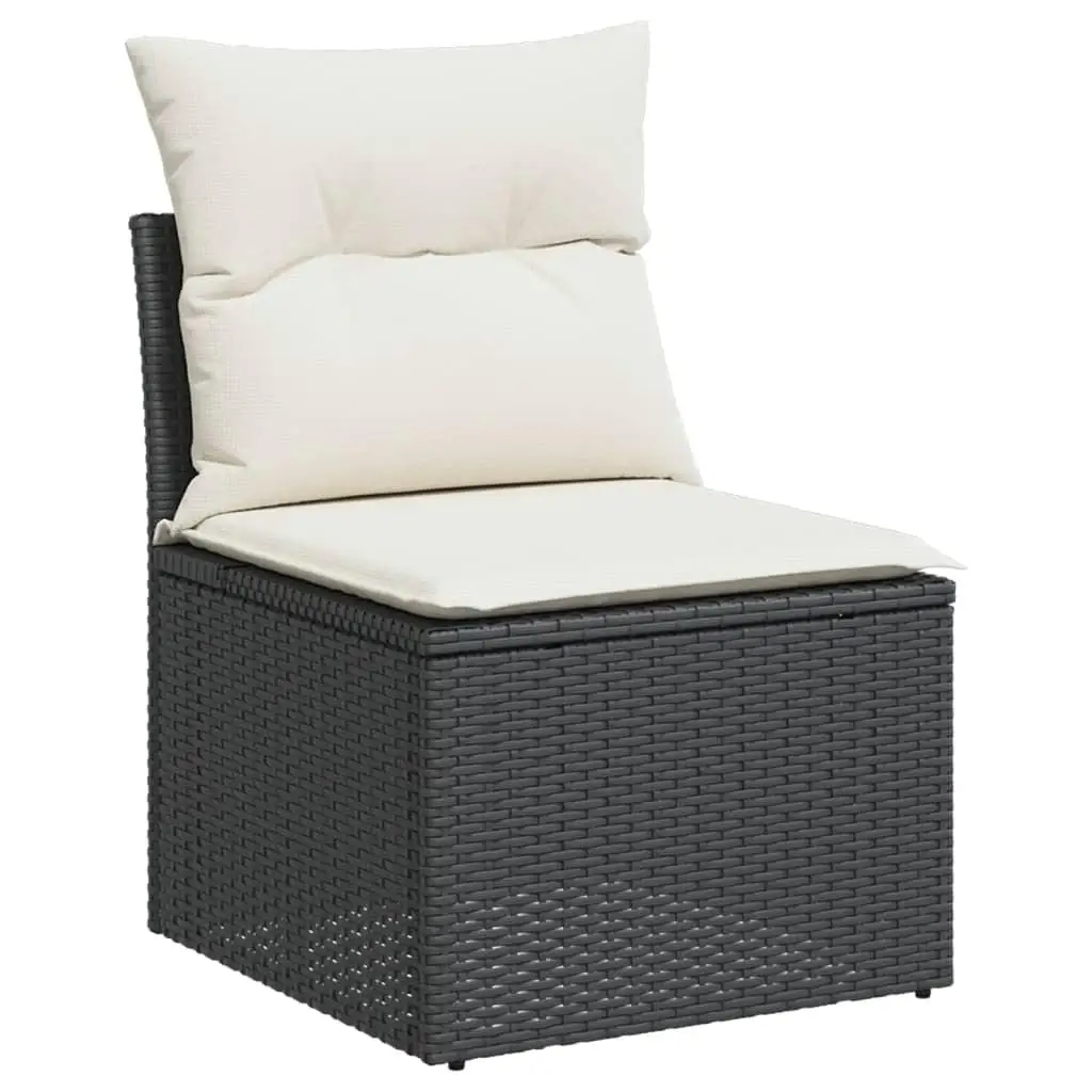 Modulares schwarzes PE-Rattan-Gartensofa-Set, große Gartenmöbel, Sofagarnitur für Terrasse oder Balkon, Entspannung