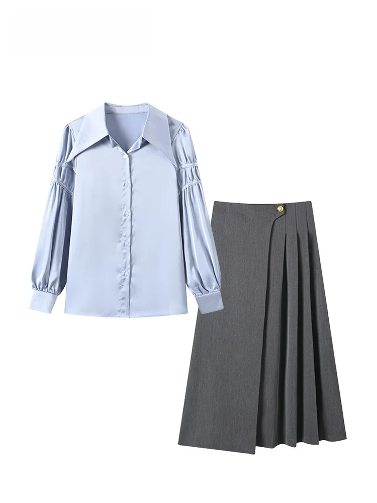 

CaraCLUB Trendy plus Size College Sle irt And Skirt Set Women Early Spring New Faion Long Sve Collar Two Piece Set