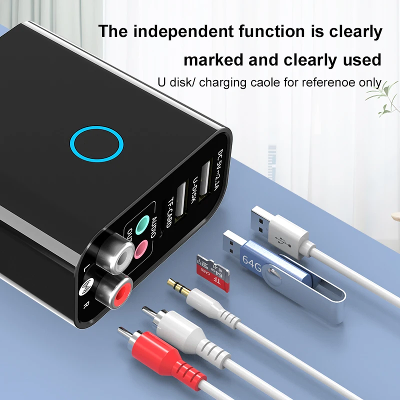 2 IN 1 Wireless Bluetooth Adapter 5.0 Receiver Transmitter Fast Charger TF Card U Disk Stereo Music For Bluetooth Earphone TV