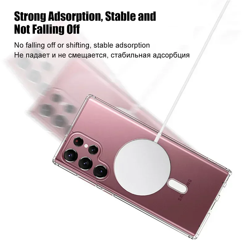 Upgraded Luxury For Magsafe Magnetic Clear Case For Samsung Galaxy S24 S23 S22 Ultra Transparent Cases Phone Cover Accessories