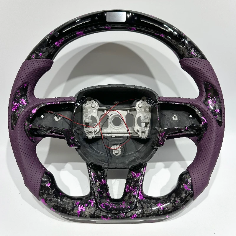 Purple Forged Carbon Fiber RPM Steering Wheel for 2015-2024 D0dge Challenger Charger Hellcat SRT RT Durango Chrysler